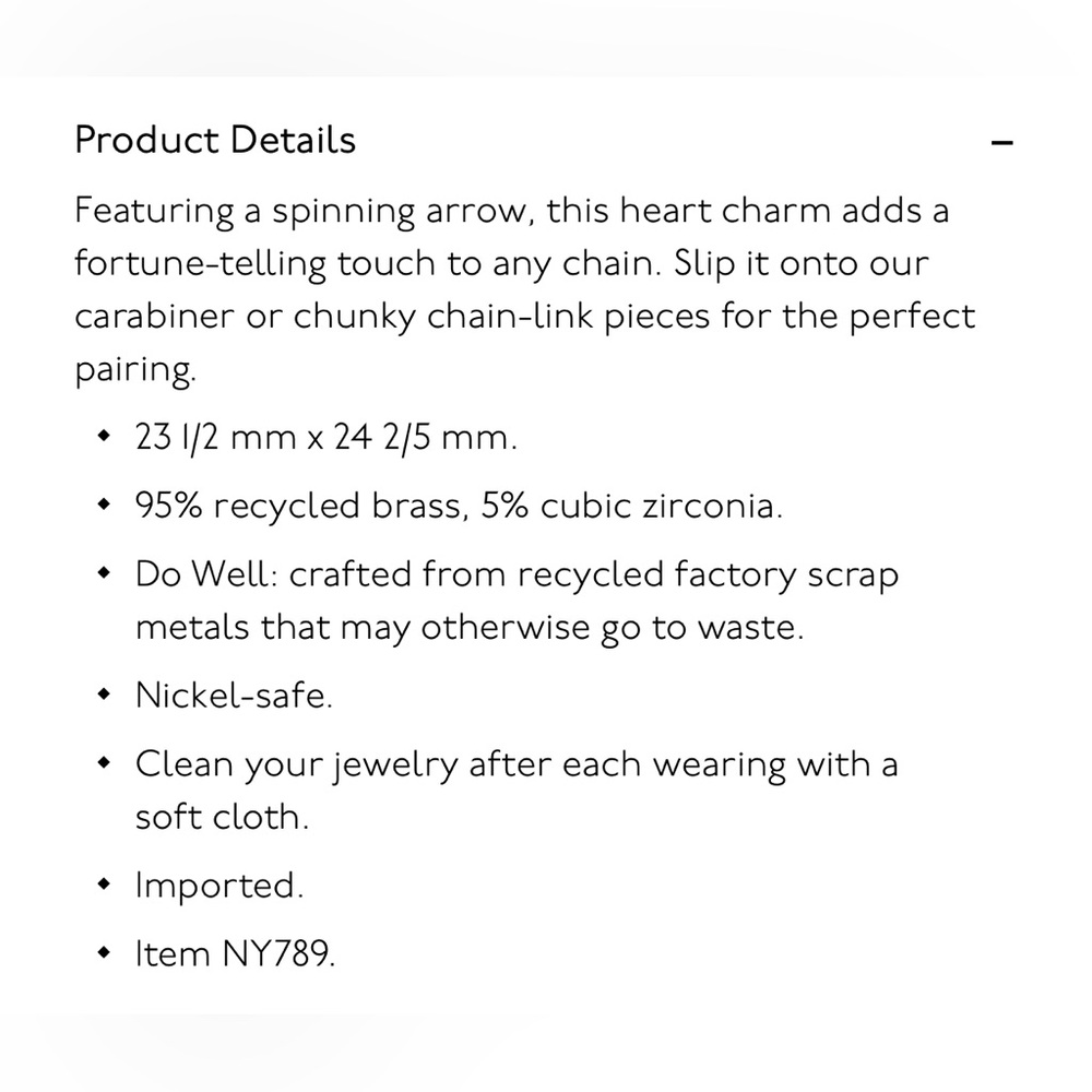 NWT MADEWELL Heart Spinner Charm - Picture 4 of 7